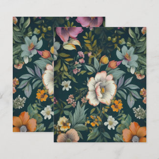 Dunkles Vintages Blumenmuster Papier Stationär