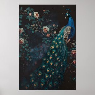 Dunkles Wald-Pfau-Wandkunstgemälde, Dunkel Poster