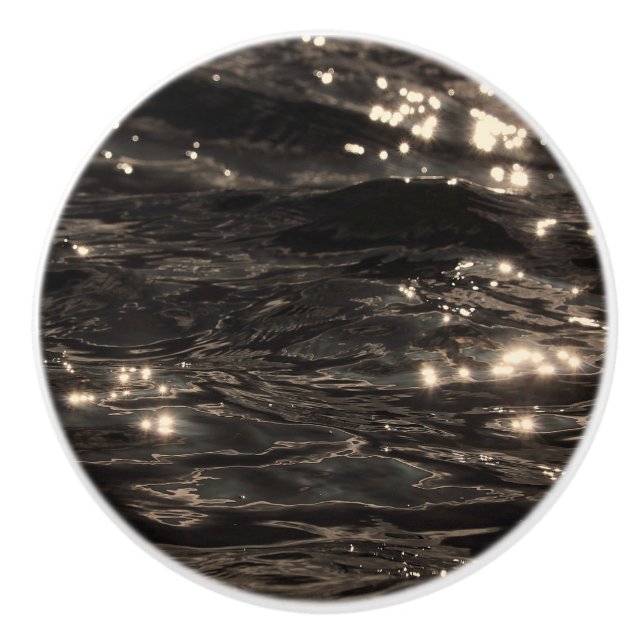 Dunkles Wasser Schwarz-Gold-Muster Keramikknauf (Vorderseite)