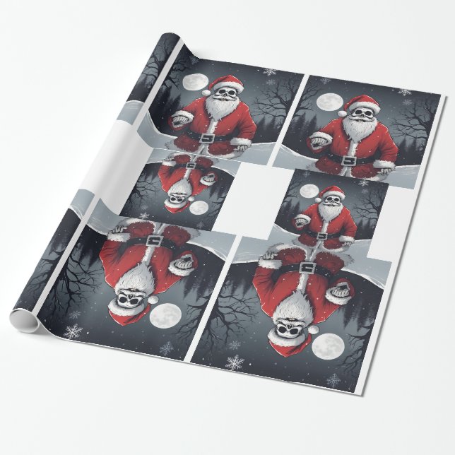 Dunkles Weihnachtsmann-glänzendes Wrapping Paper Geschenkpapier (Ungerollt)