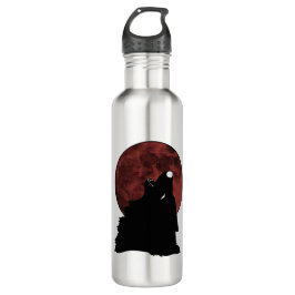 Dunkles Wolf howlin am Mond Edelstahlflasche
