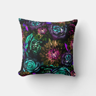 Dunkles Wunderland Fette Glamour Blumen Blüten Kissen