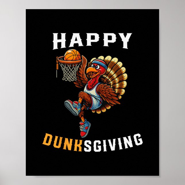 Dunksgiving Truthahn Skelett Spieler Lustig Thanks Poster (Vorne)