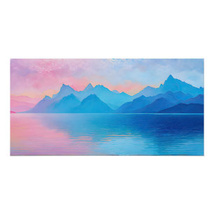 "Dunlach" Weite rosa und blaue Landschaft Seascape Poster