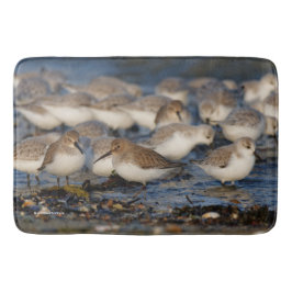 Dunlins und Sanderlings am Strand Badematte