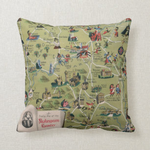 Dunlop Karte von Shakespeare-Land, England Kissen