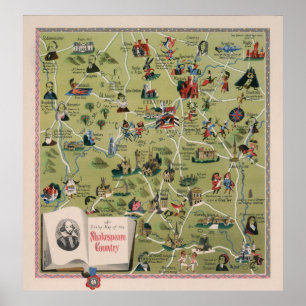 Dunlop Karte von Shakespeare-Land, England Poster