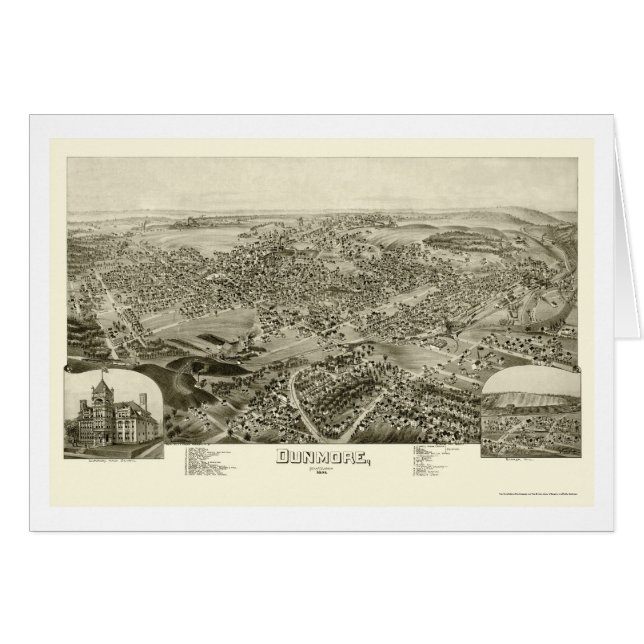 Dunmore, carte panoramique de PA - 1892 (Devant horizontal)