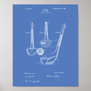 Dunn Golf Club 1900 Patent Art - Blaupause Poster