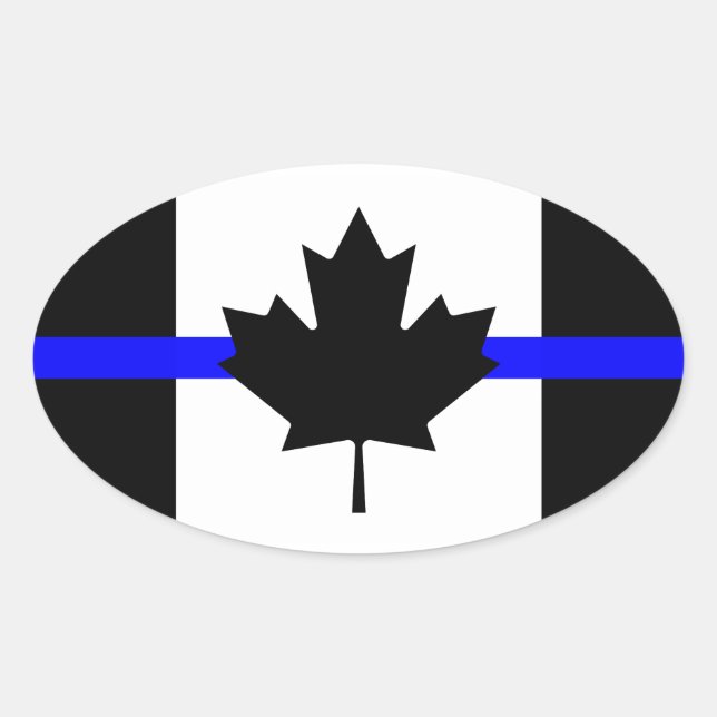 Dünnblaue Linie - Kanada-Version Ovaler Aufkleber (Vorderseite)