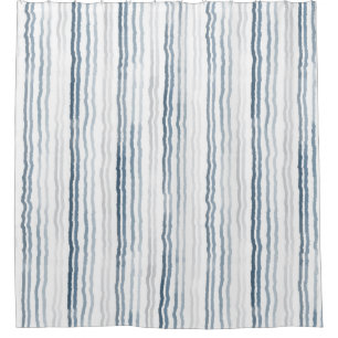 Dünne Aquarellstreifen, schiefer blau, grau, weiß Duschvorhang