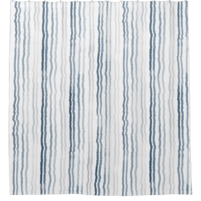 Dünne Aquarellstreifen, schiefer blau, grau, weiß Duschvorhang (Vorderseite)