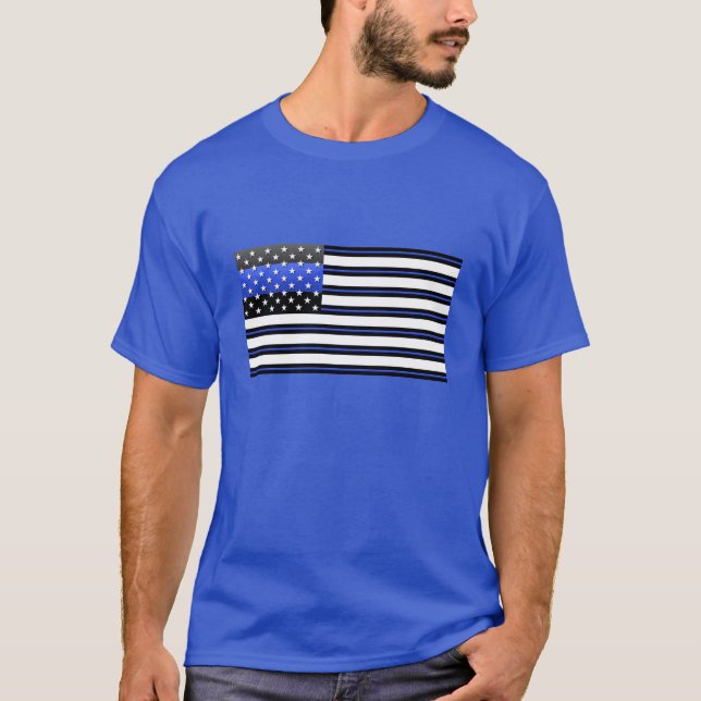 Dünne blaue Flagge - Sterne, Streifen und Mut T-Shirt (Vorderseite)
