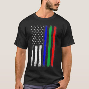 Dünne blaue grüne rote Linienflagge, Polizei Feuer T-Shirt