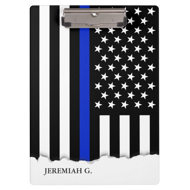 Dünne blaue Linie amerikanische Flagge Klemmbrett (Vorderseite)