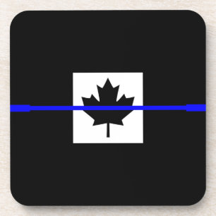 Dünne blaue Linie auf kanadischer Flagge Dekor Untersetzer