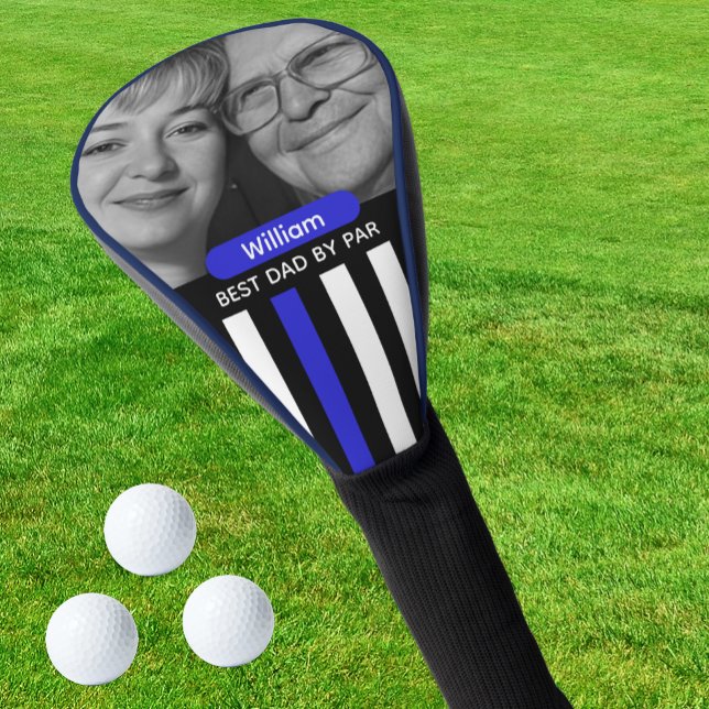 Dünne blaue Linie, Bester Vater, Foto, Monogramm,  Golf Headcover (Thin Blue Line Golf Head Cover / Photo, Name)