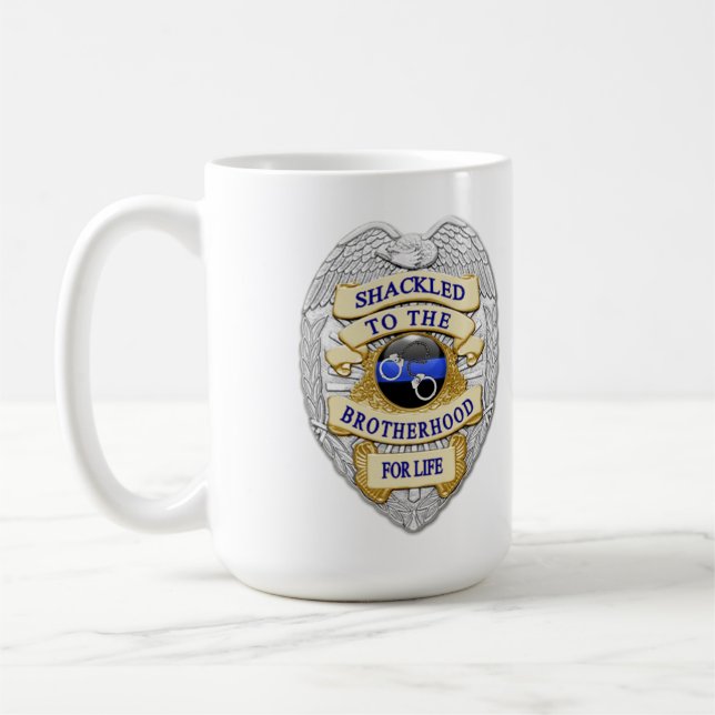 Dünne blaue Linie - Bis zum Abzeichen der Brudersc Kaffeetasse (Links)