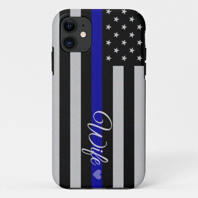 Dünne blaue Linie Ehefrau-Flagge Case-Mate iPhone Hülle (Rückseite)