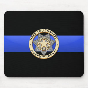 Dünne blaue Linie Flagge u. Abzeichen Mousepad