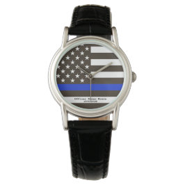 *~* Dünne blaue Linie Flaggenpolizei Offizier Frau Armbanduhr
