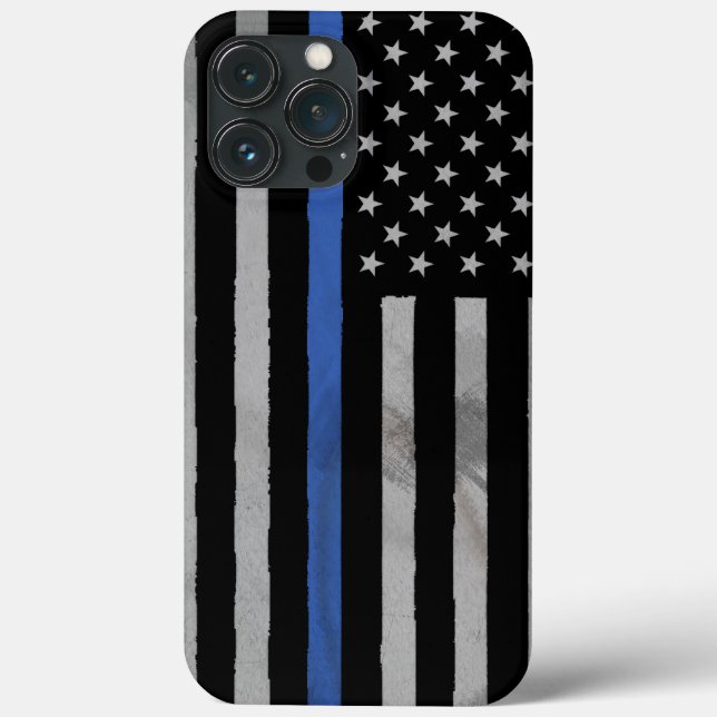 Dünne blaue Linie Geschüttelte beschädigte Flag Ca Case-Mate iPhone Hülle (Rückseite)