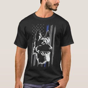 Dünne blaue Linie mit deutschem Schäferhund K9 T-Shirt
