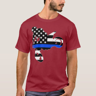 Dünne blaue Linie Motocross-Schottenbike-Polizist T-Shirt