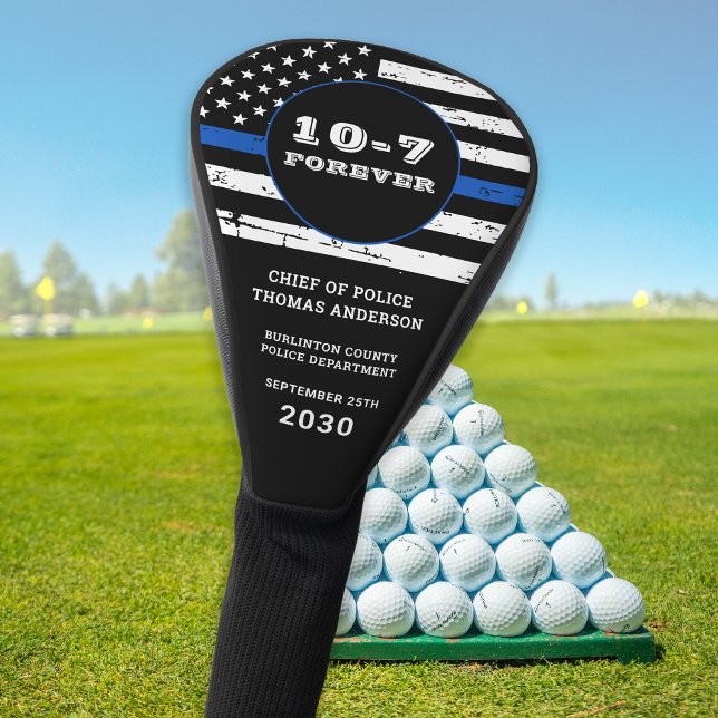 Dünne blaue Linie Personalisiert 10-7 Polizeischut Golf Headcover (Von Creator hochgeladen)