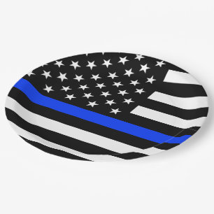 Dünne Blaue Linie Polizei-Flagge Pappteller