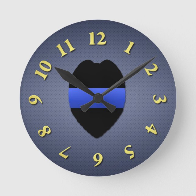 Dünne Blaue Linie Runde Wanduhr (Vorderseite)