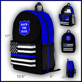 [Dünne blaue Linie] Zurück zum Blue Police Backpac Bedruckter Rucksack