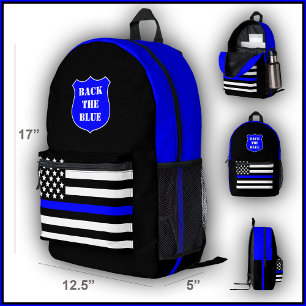 [Dünne blaue Linie] Zurück zum Blue Police Backpac Bedruckter Rucksack