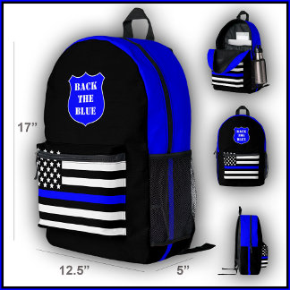 [Dünne blaue Linie] Zurück zum Blue Police Backpac Bedruckter Rucksack