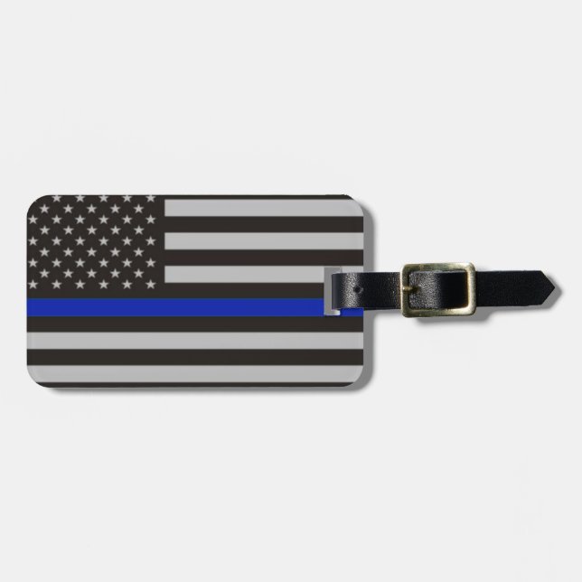 Dünne Blue Line-amerikanische Flagge Gepäckanhänger (Vorderseite horizontal)