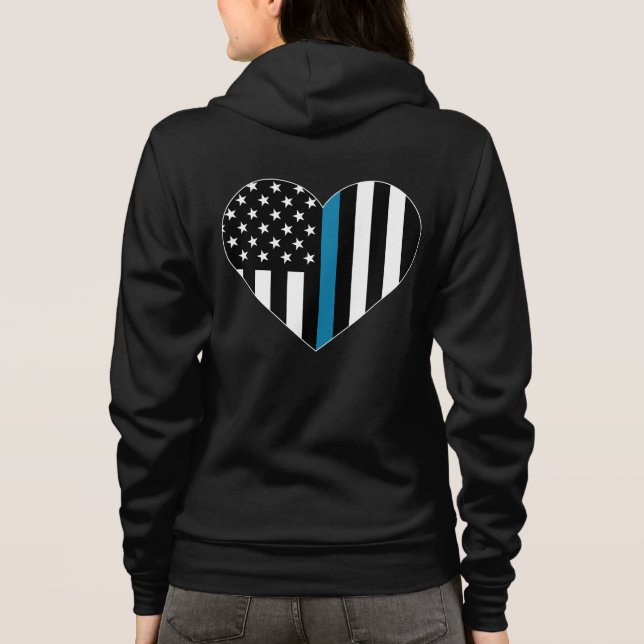 Dünne Blue Line-amerikanische Flagge Hoodie (Rückseite)