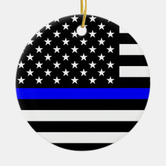 Dünne Blue Line-amerikanische Flagge Keramikornament