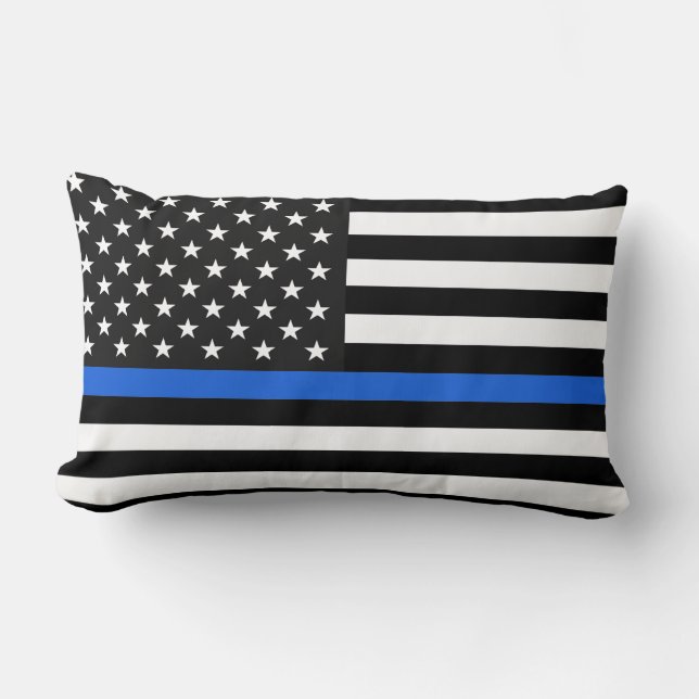 Dünne Blue Line-amerikanische Flagge Lendenkissen (Vorderseite)