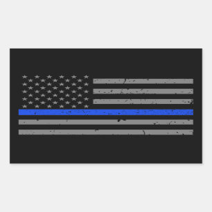 Dünne Blue Line-amerikanische Flagge Rechteckiger Aufkleber