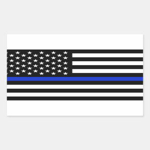 Dünne Blue Line-amerikanische Flagge Rechteckiger Aufkleber