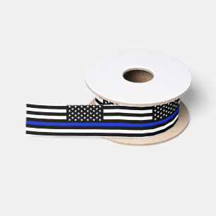 Dünne Blue Line-amerikanische Flagge Satinband