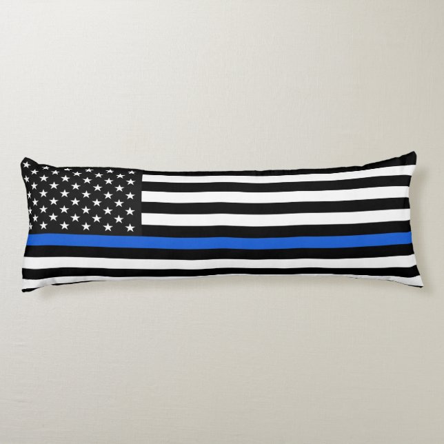 Dünne Blue Line-amerikanische Flagge Seitenschläferkissen (Rückseite)