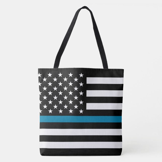 Dünne Blue Line-amerikanische Flagge Tasche (Vorderseite)