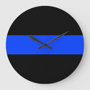 Dünne Blue Line-Gesetzesvollstreckung-Uhr Große Wanduhr