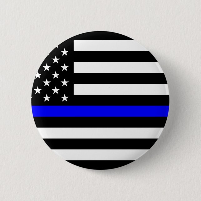 Dünne Blue Line-Polizeibeamte-Denkmal-Flagge Button (Vorderseite)