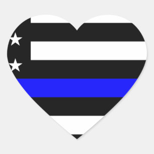 Dünne Blue Line-Polizeibeamte-Denkmal-Flagge Herz-Aufkleber