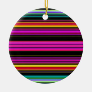 Dünne farbenfrohe Streifen - 2 Keramikornament