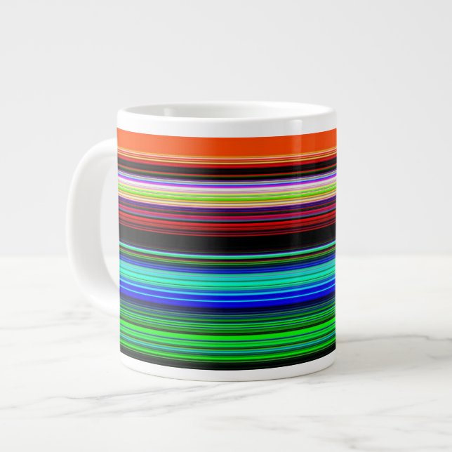 Dünne farbige Streifen - 1 Jumbo-Tasse (Vorderseite Links)