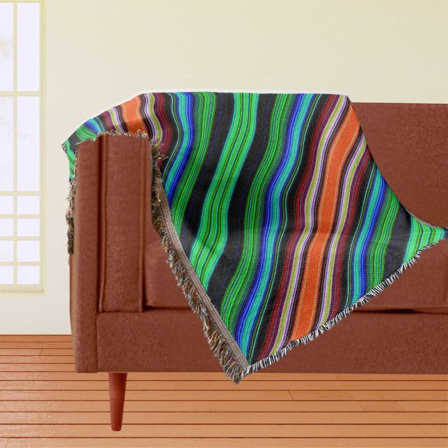 dünne, farbige Streifen - 1 Knochendecke Decke (Thin Colorful Diagonal Stripes - 1 Throw Blanket)