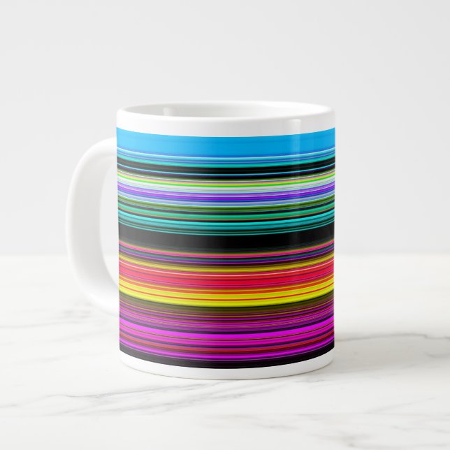 Dünne farbige Streifen - 2 Jumbo-Tasse (Vorderseite Links)